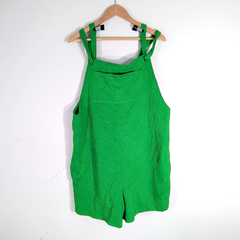 See And Be Seen Green Overalls; Textured Geometric Knit, with Pockets!